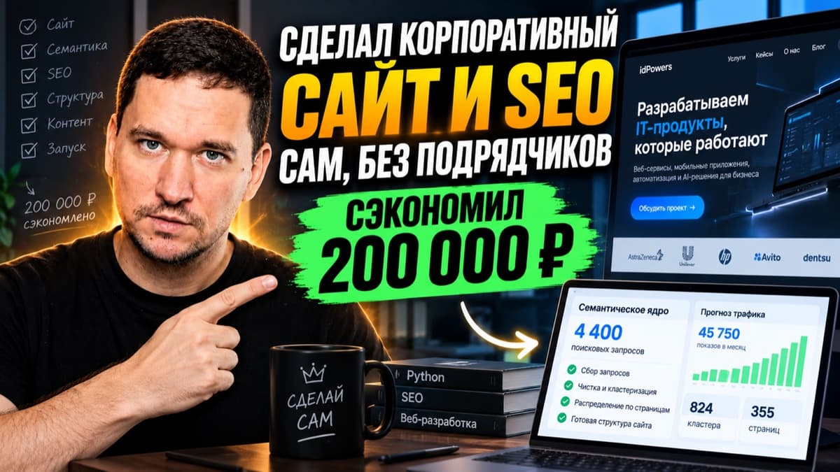 Как мы разработали корпоративный сайт компании с помощью AI и сэкономили около 200 000 рублей